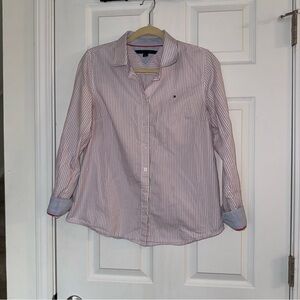 Tommy Hilfiger Pink Striped Button-Up Size Large